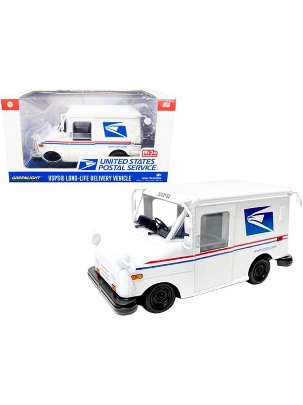 White Long Life Postal Delivery Vehicle 1/24 Scale Diecast Model Car Toy